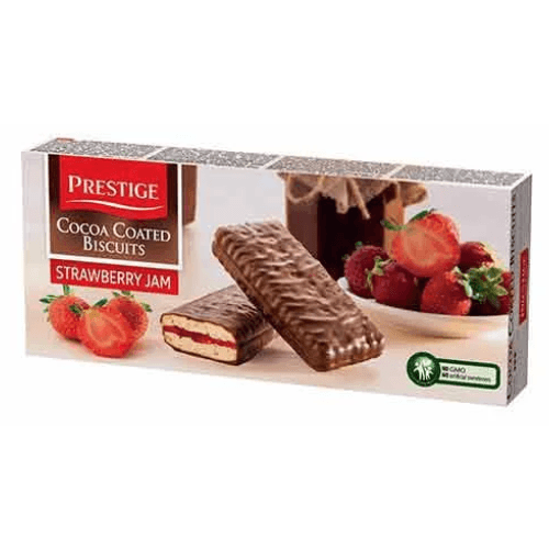 Prestige Sandwich Biscuits With Cocoa Glazing & Strawberry Jam 178g