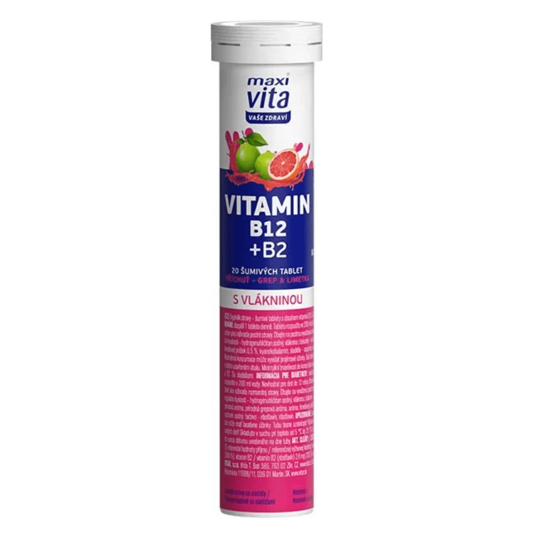Maxi Vita Hořčík+B6+B12+Biotin grep+malina Tablety šumivé 80g