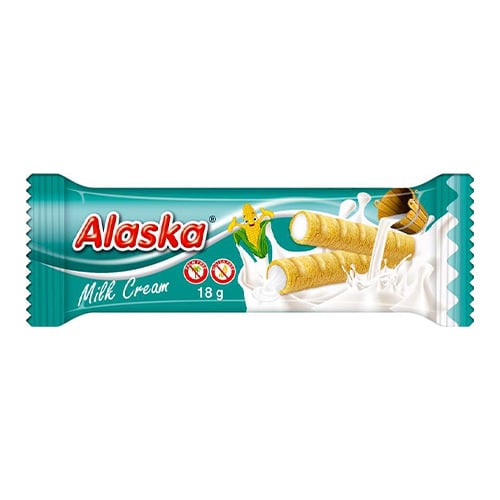 Alaska Kukuřičné trubičky plněné krémem s mléčnou příchutí 18g
