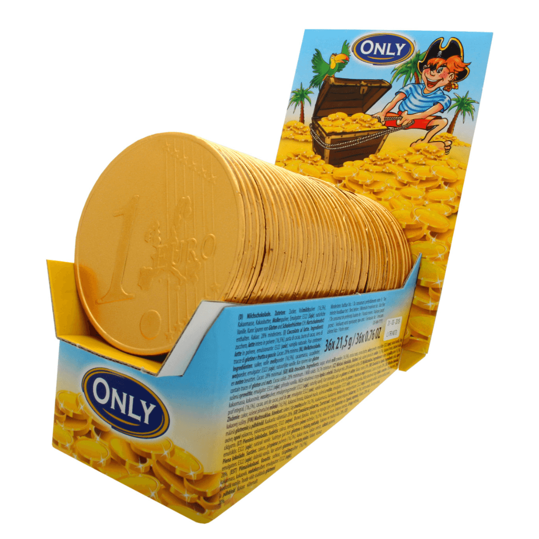 Only Gold Coins - 1 EURO 21.5 g z mléčné čokolády