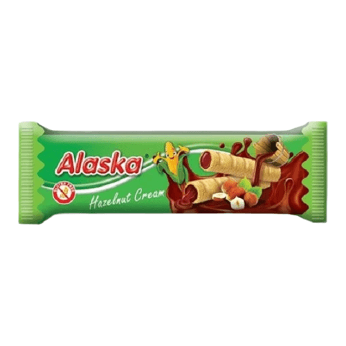 Alaska Kukuřičné trubičky plněné krémem s lískooříškovou příchutí 18g