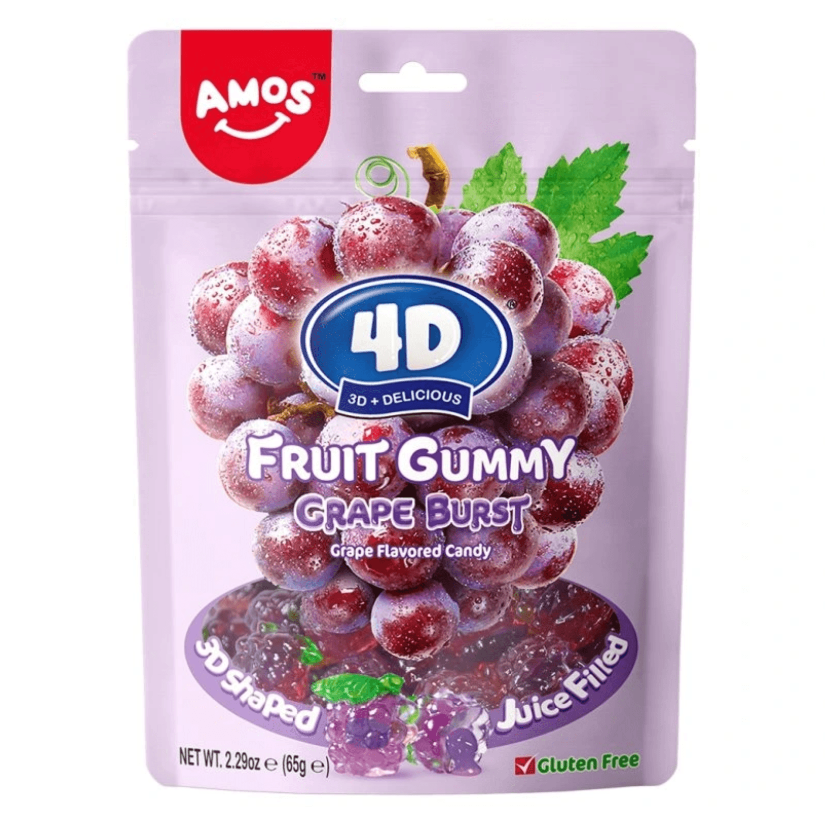 Amos Grape 4D Fruit Gummy 65g