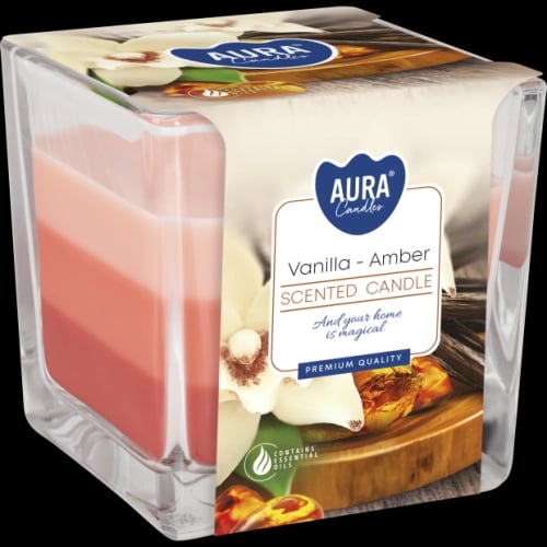 Bispol Aura Vanilla - Amber – svíčka ve skle 170 g