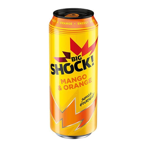 Big Shock! Energetický nápoj Mango+Orange 500ml plech