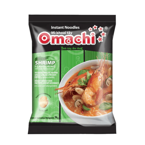 Omachi Instantní nudle Shrimps 80g – Rychlé nudle s jemnou chutí moře