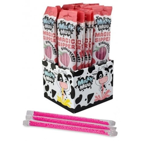 Milky Muu brčka do mléka příchuť jahoda  30g 
