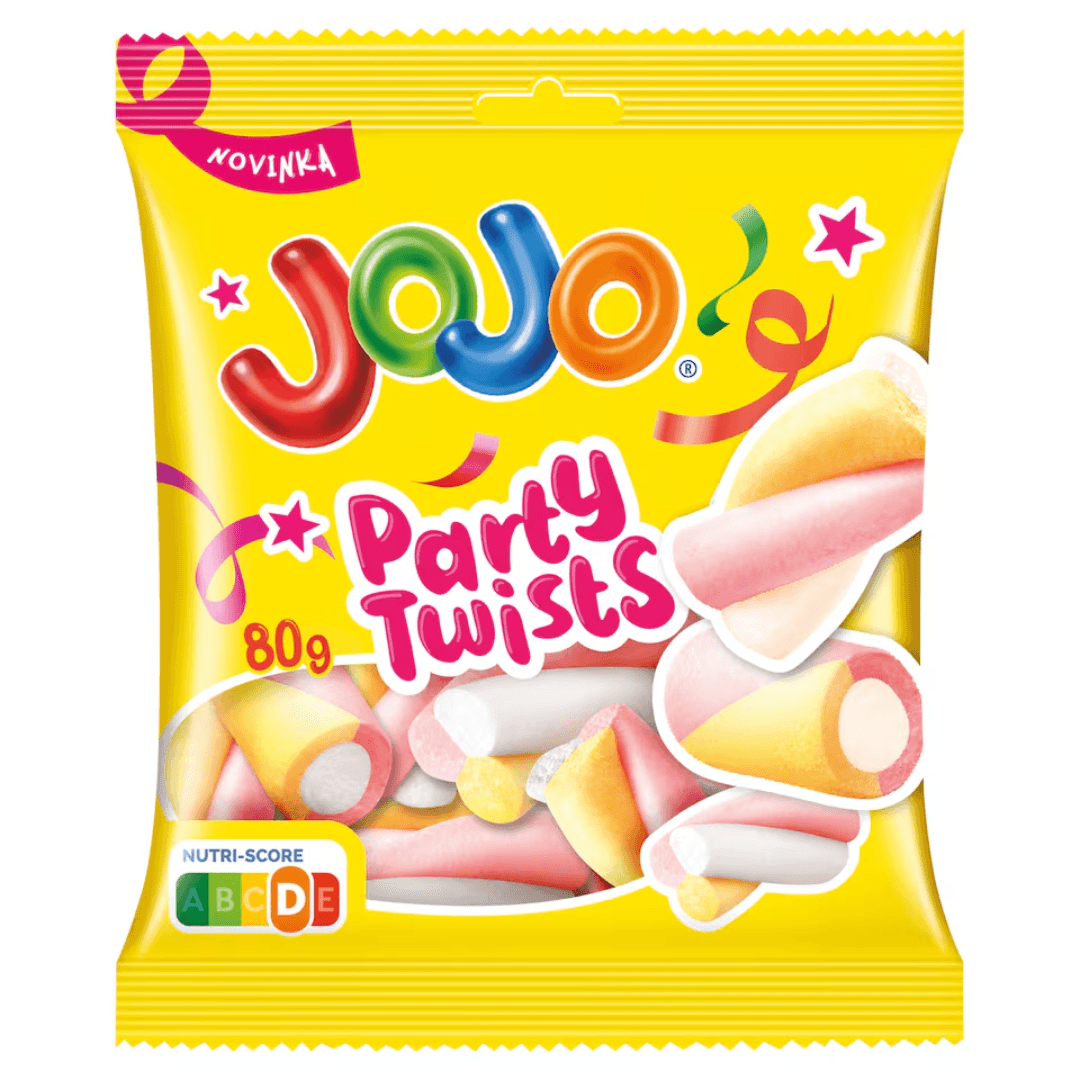 Jojo Bonbóny Party Twists pěnové s příchutí zmrzliny,broskví a borůvek 80g