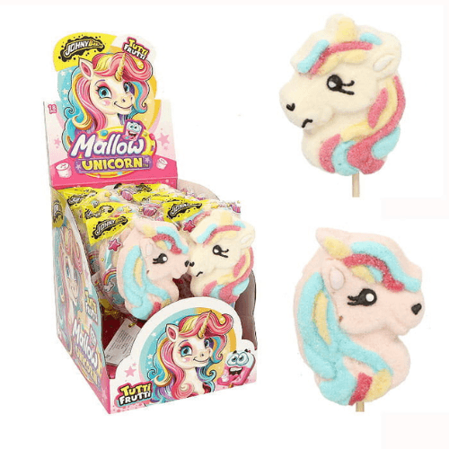 JohnyBee Mallow Unicorn 35g marshmallow lízátkox18