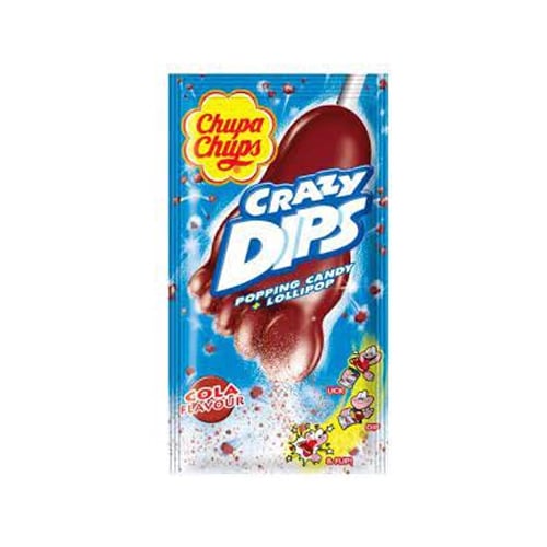 Chupa Chups Crazy Dips Cola 14g × 24 – Lízátko s praskajícím efektem a colovou příchutí