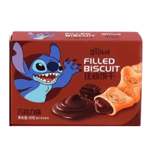 🐾 Binqi Disney Sušenky s Čokoládovou Náplní Stitch 50g – Lahodná svačinka s oblíbeným mimozemšťanem