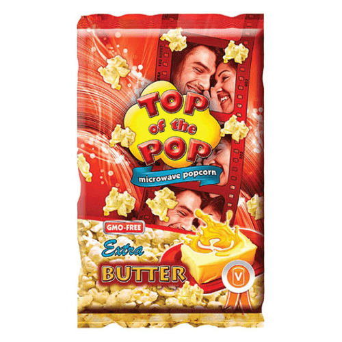 Top Pop Popcorn Extra Butter 85g x 15 – Křupavý popcorn s extra máslovou chutí