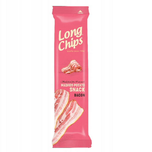 🥓 Long Chips Slanina 75g × 20 ks – Extra dlouhé bramborové chipsy s autentickou slaninovou příchutí