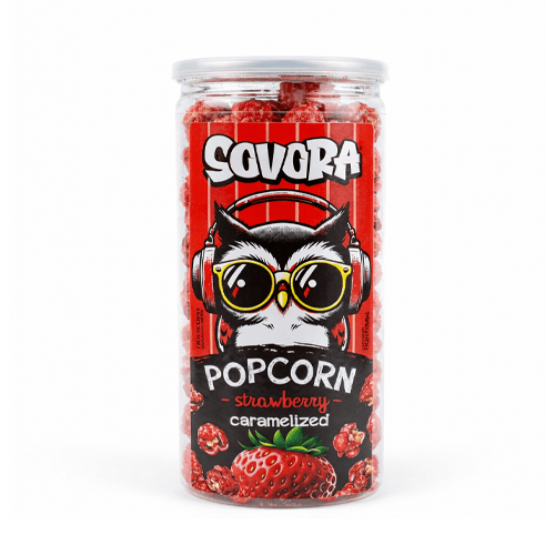 SOVORA Popcorn v karamelu s jahodovou příchutí 160 g