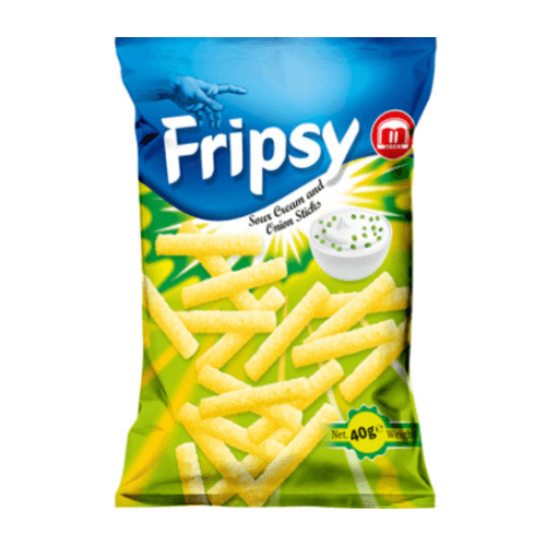 Fripsy Sticks Sour Cream & Onion 40g x 25 – Křupavé bramborové tyčinky se smetanovo-cibulovou příchutí
