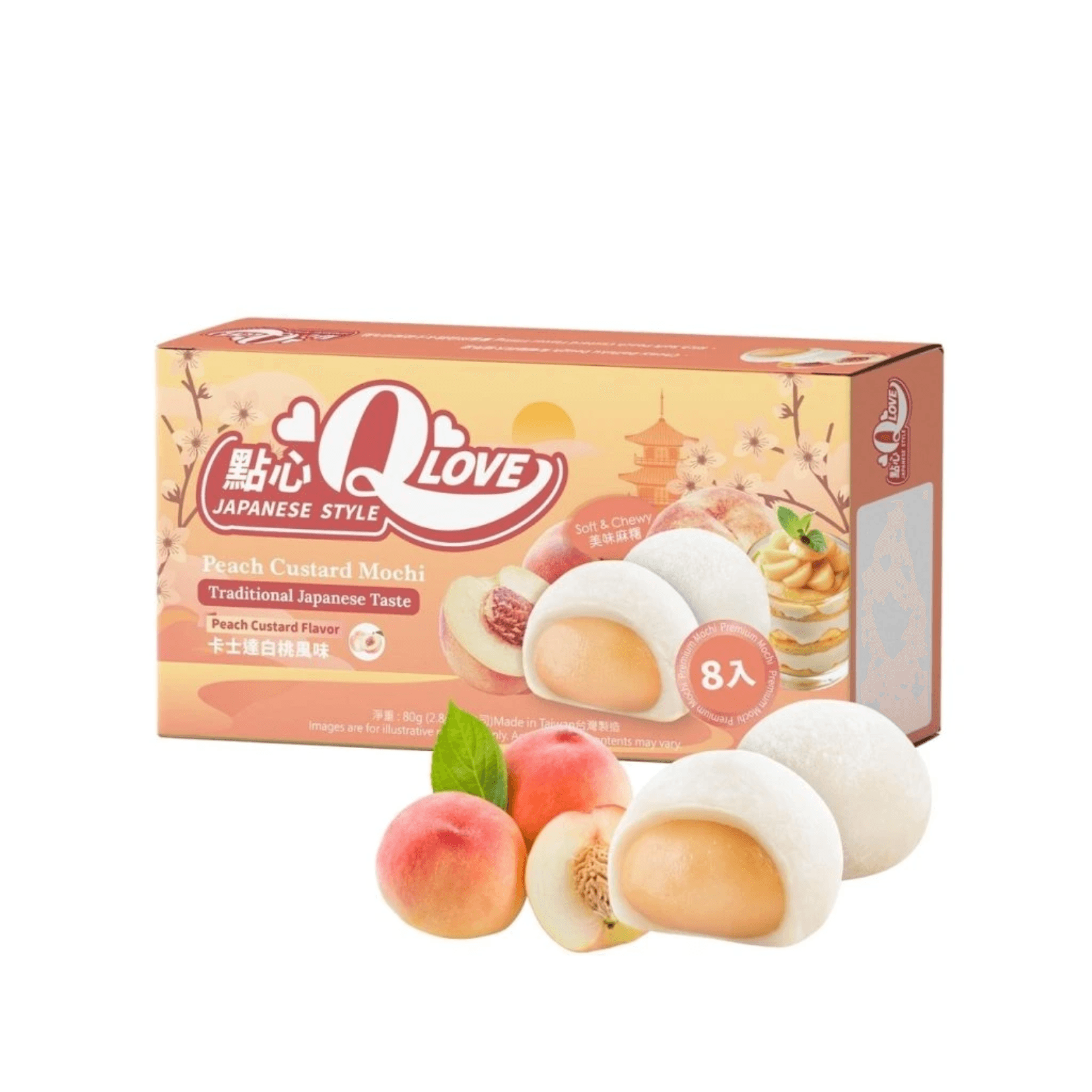 QLove White Peach Custard Premium Filling Mini Mochi 80g