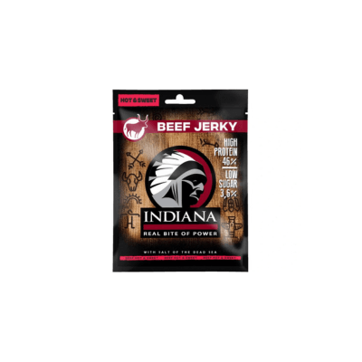 Indiana Jerky Beef Hot & Sweet 25g  – Sušené hovězí maso s pikantně sladkou chutí