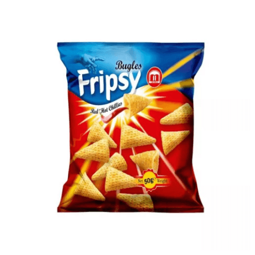 Fripsy Bugles Redhot Chilli 50g x 25 – Extra křupavé kukuřičné kornoutky s pálivou příchutí chilli