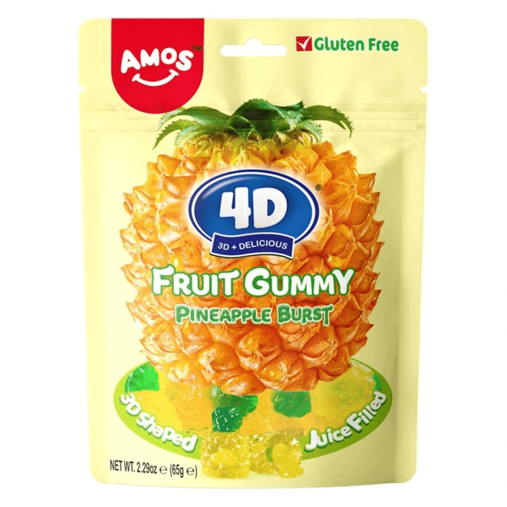 Amos Pineapple 4D Fruit Gummy 65g