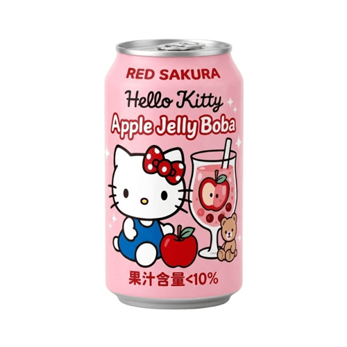 Red Sakura Hello Kitty Apple Tea Drink With Jelly Boba 310ml