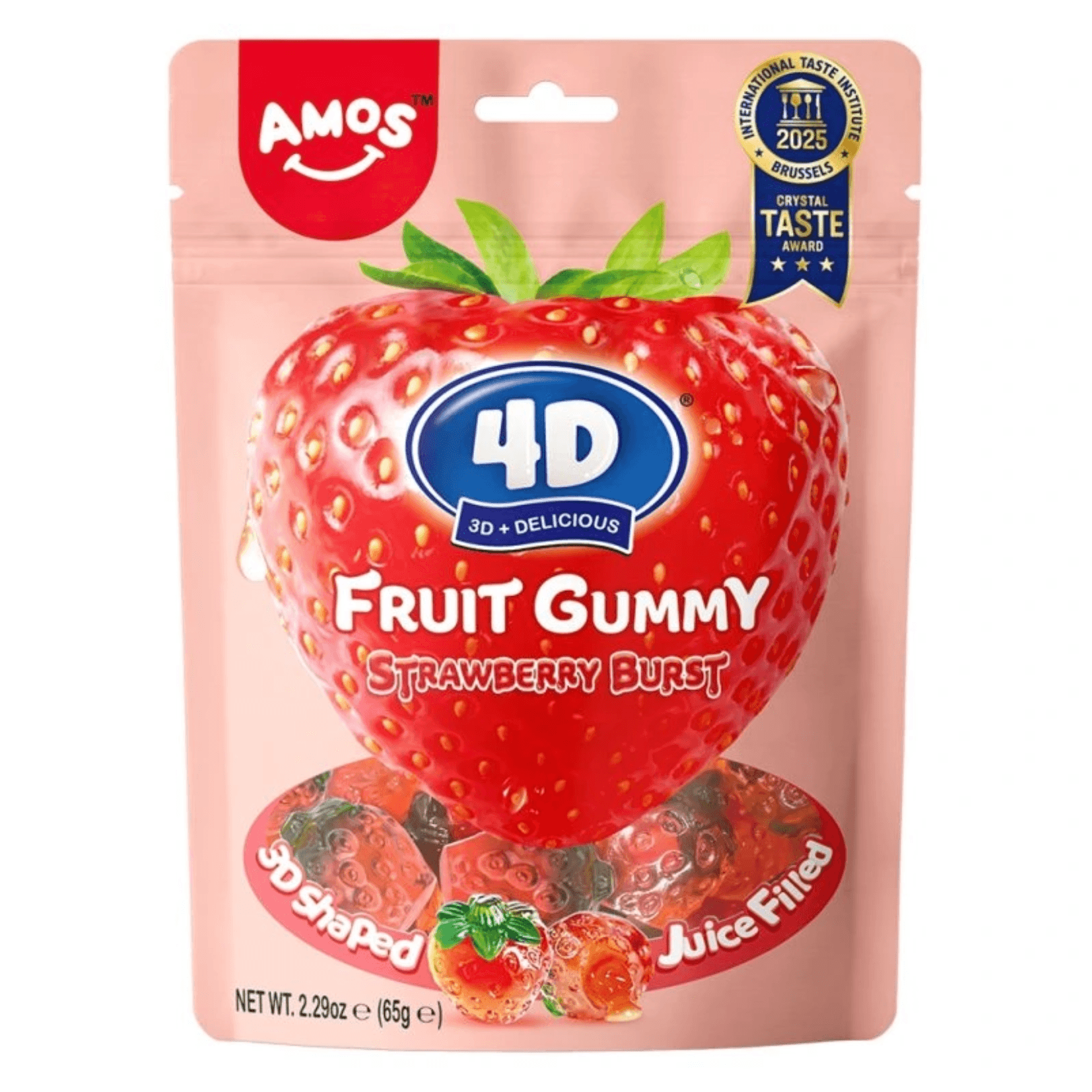 Amos Strawberry 4D Fruit Gummy 65g