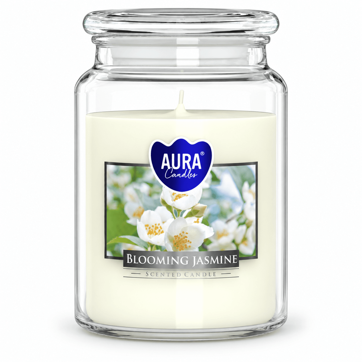 Vonná svíčka ve skle s víčkem Bispol Aura – Blooming Jasmine 500 g