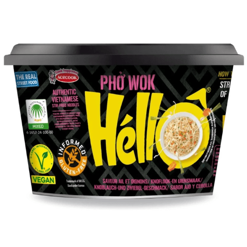 Acecook Hello Pho Wok česnek cibule instantní polévka 76g