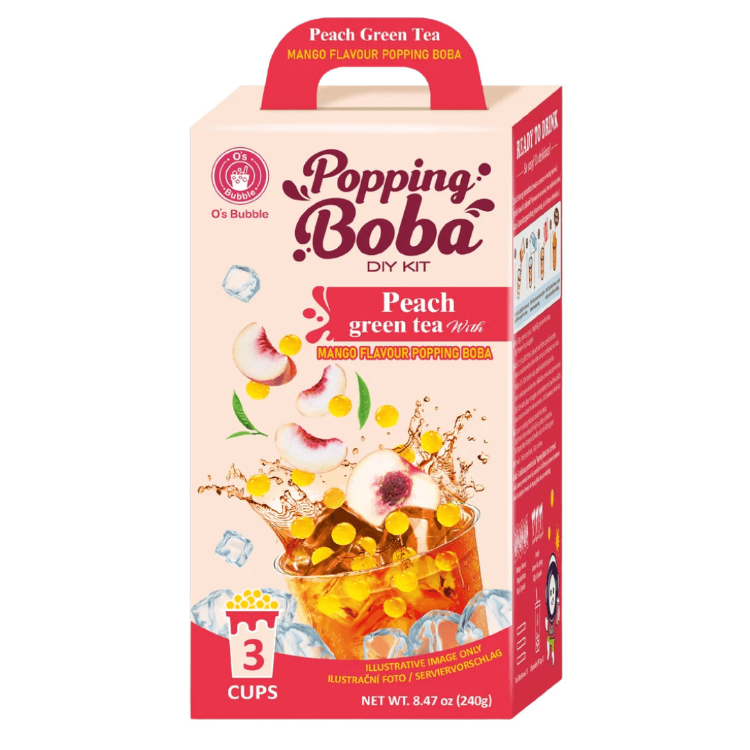 Bubble Tea Ready-to-eat tapiokou a příchutí Peach Green tea 240g - 3 Portions