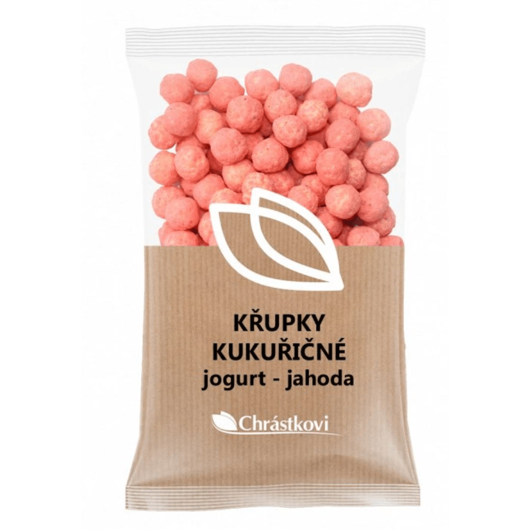 Chrástkovi Kukuřičné křupky jogurtové jahoda, sladká svačinka pro děti