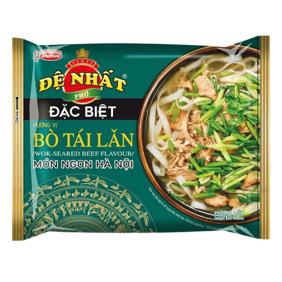 Acecook Vietnam Đệ Nhất "Phở Đặc Biệt" Bò Tái Lăn Mon Ngon Ha Noi 68g