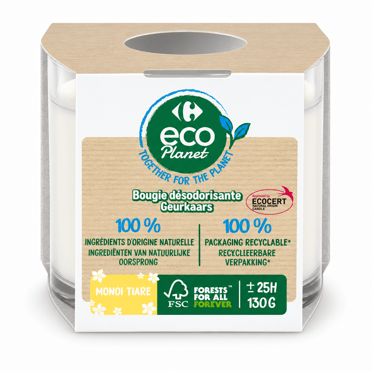 C Eco Planet Svíčka vonná ve skle monoi tiare 130g