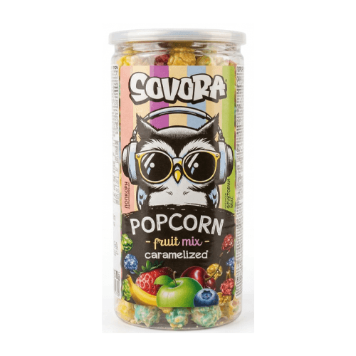 SOVORA Popcorn v karamelu s příchutí ovocného mixu 160 g