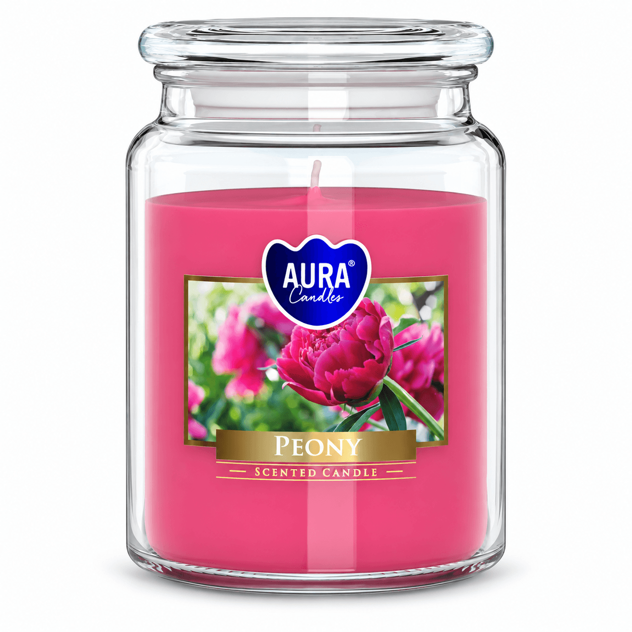 Vonná svíčka ve skle s víčkem Bispol Aura – Peony 500 g