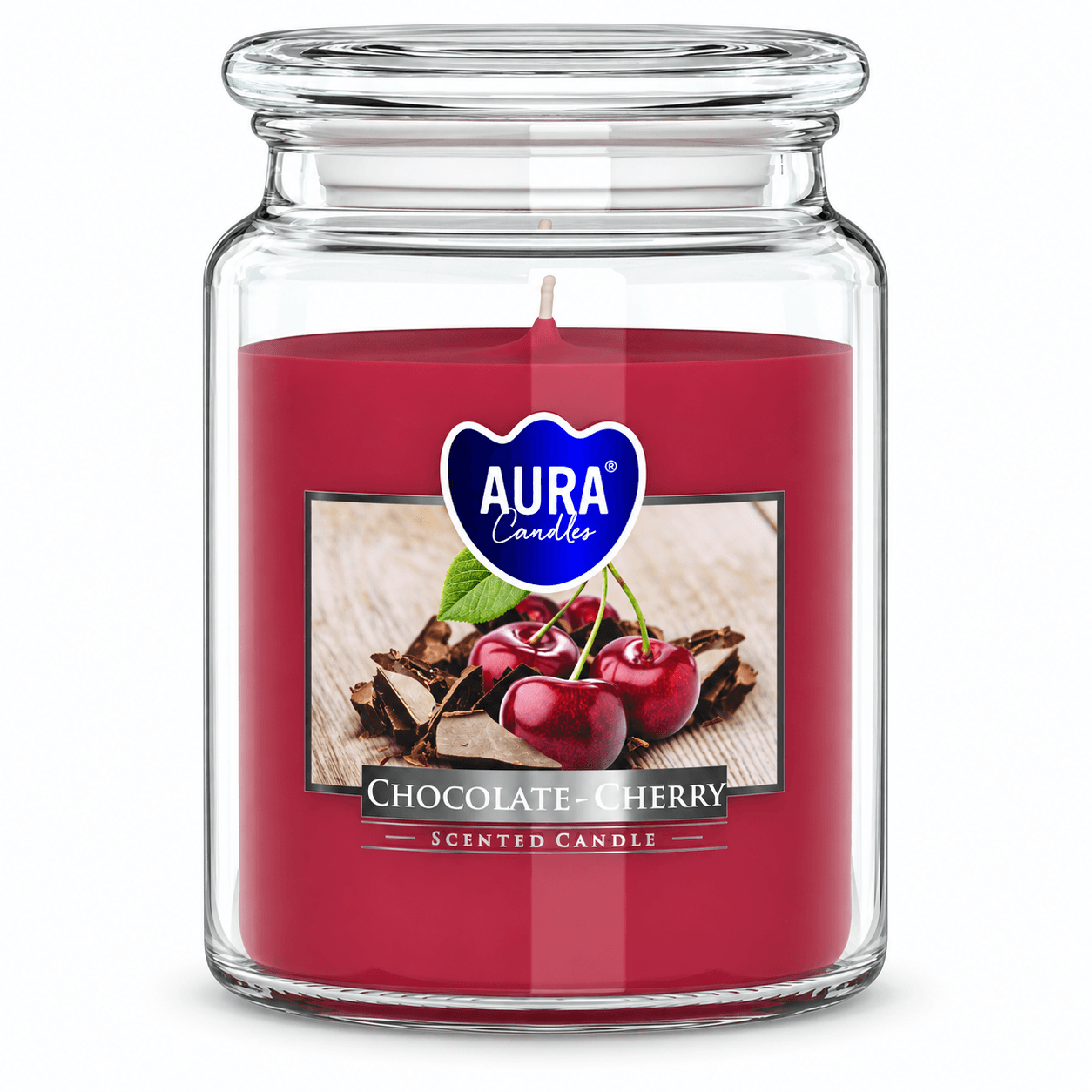 Vonná svíčka ve skle s víčkem Bispol Aura – Chocolate-Cherry 500 g