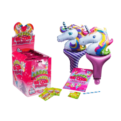 MP Happy Unicorn Balloons 8g x 18 – Balónek s ovocnou cukrovinkou