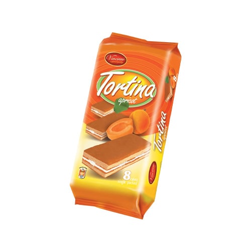Vincinni Tortina Apricot 200g – Jemný piškot s meruňkovou náplní
