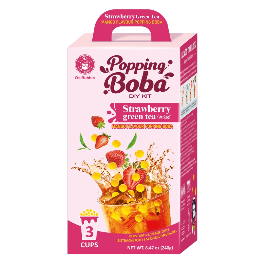 Bubble Tea Ready-to-eat tapiokou a příchutí Strawberry Green tea 240g - 3 Portions