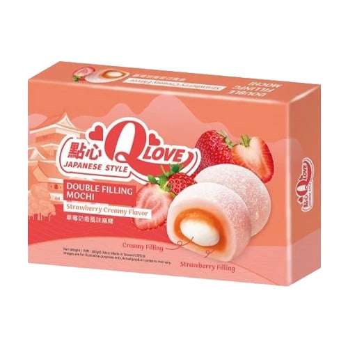 QLove Creamy Strawberry Double Filling Mochi 180