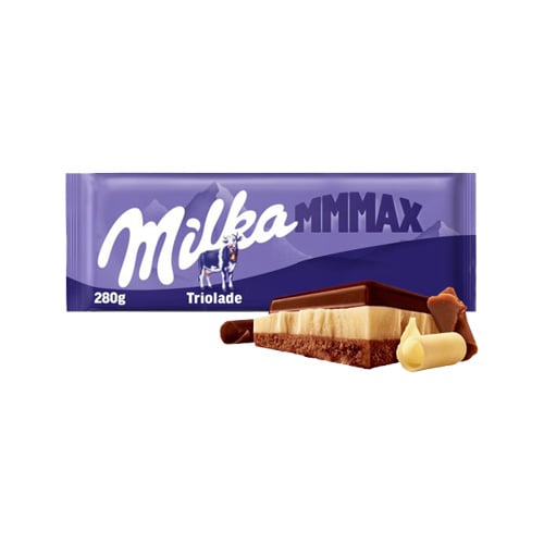 Milka čokoláda Mmmax Triolade bílá, hořká a mléčná 280g