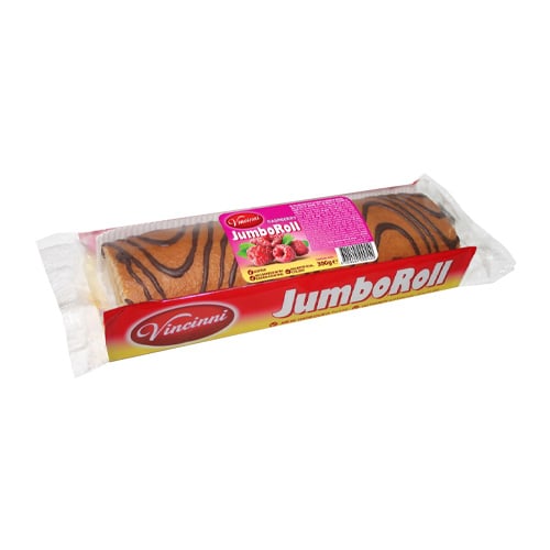 Vincinni Jumbo Roll s malinovým krémem 300g – Piškotová roláda s ovocnou příchutí malina