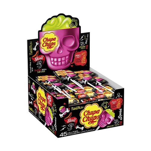 Chupa Chups 3D Lízátko Jahoda + Limeta 15g × 45 – Ovocná chuť ve 3D provedení