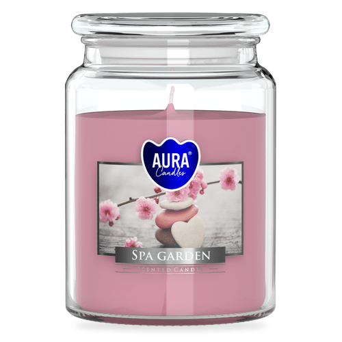 Vonná svíčka ve skle s víčkem Bispol Aura – Spa Garden 500 g