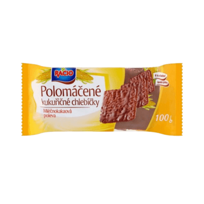 Racio Polomáčené kukuřičné chlebíčky s mléčnokakaovou polevou 100g