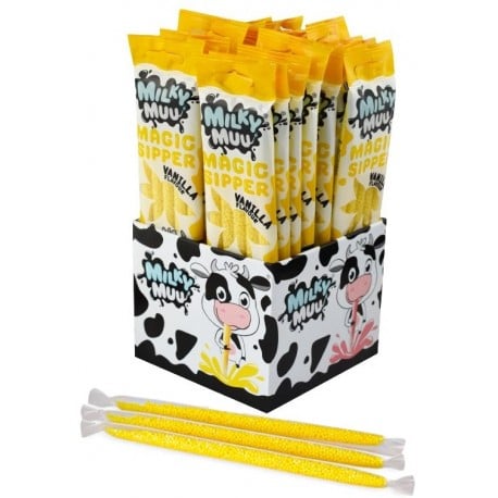Milky Muu brčka do mléka příchuť vanilka 30g x 22