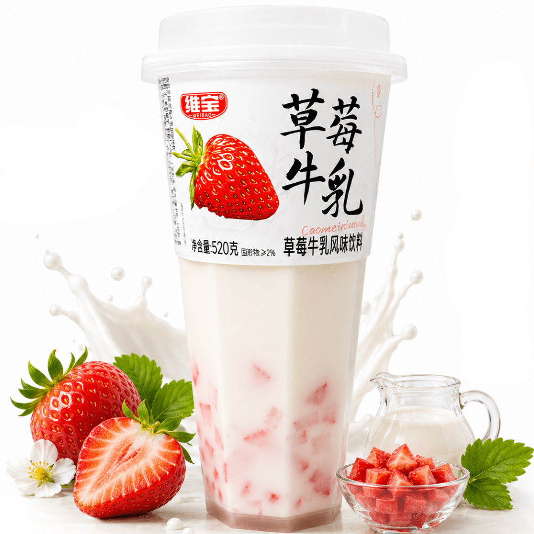 Weibao Strawberry Flavored Pearl Yogurt Drink 520ml
