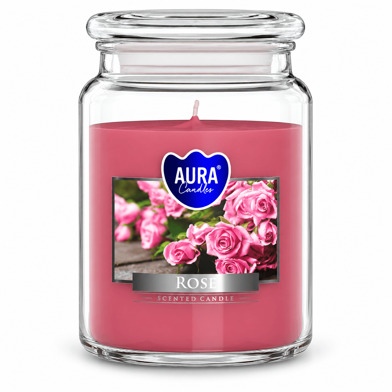 Vonná svíčka ve skle s víčkem Bispol Aura – Rose 500 g