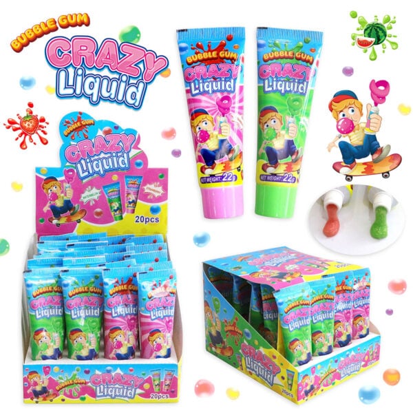 Crazy Liquid Bubble Gum ( Straw+Melon) 22g