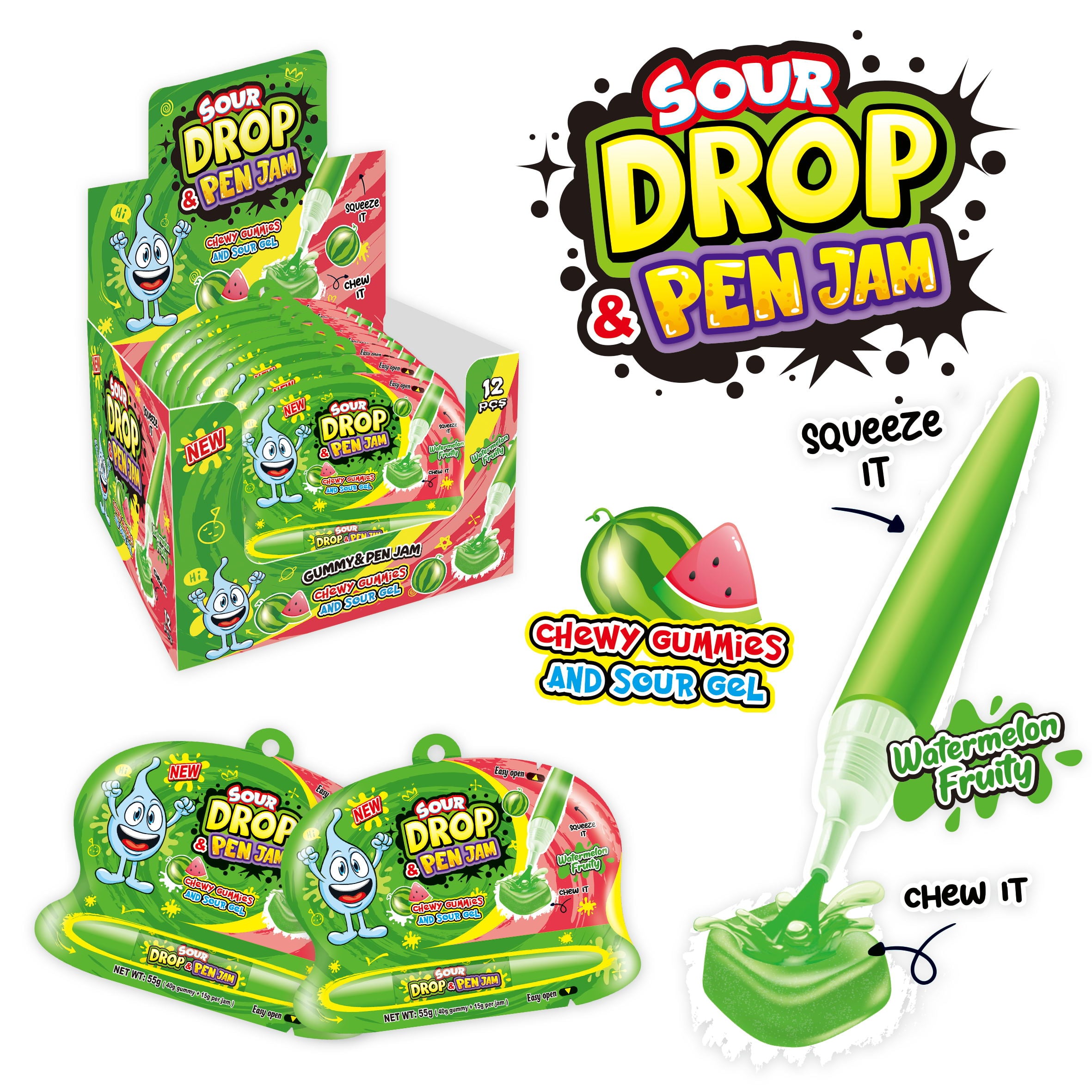 Watermelon Sour Drop Pen Jam 55g x 12
