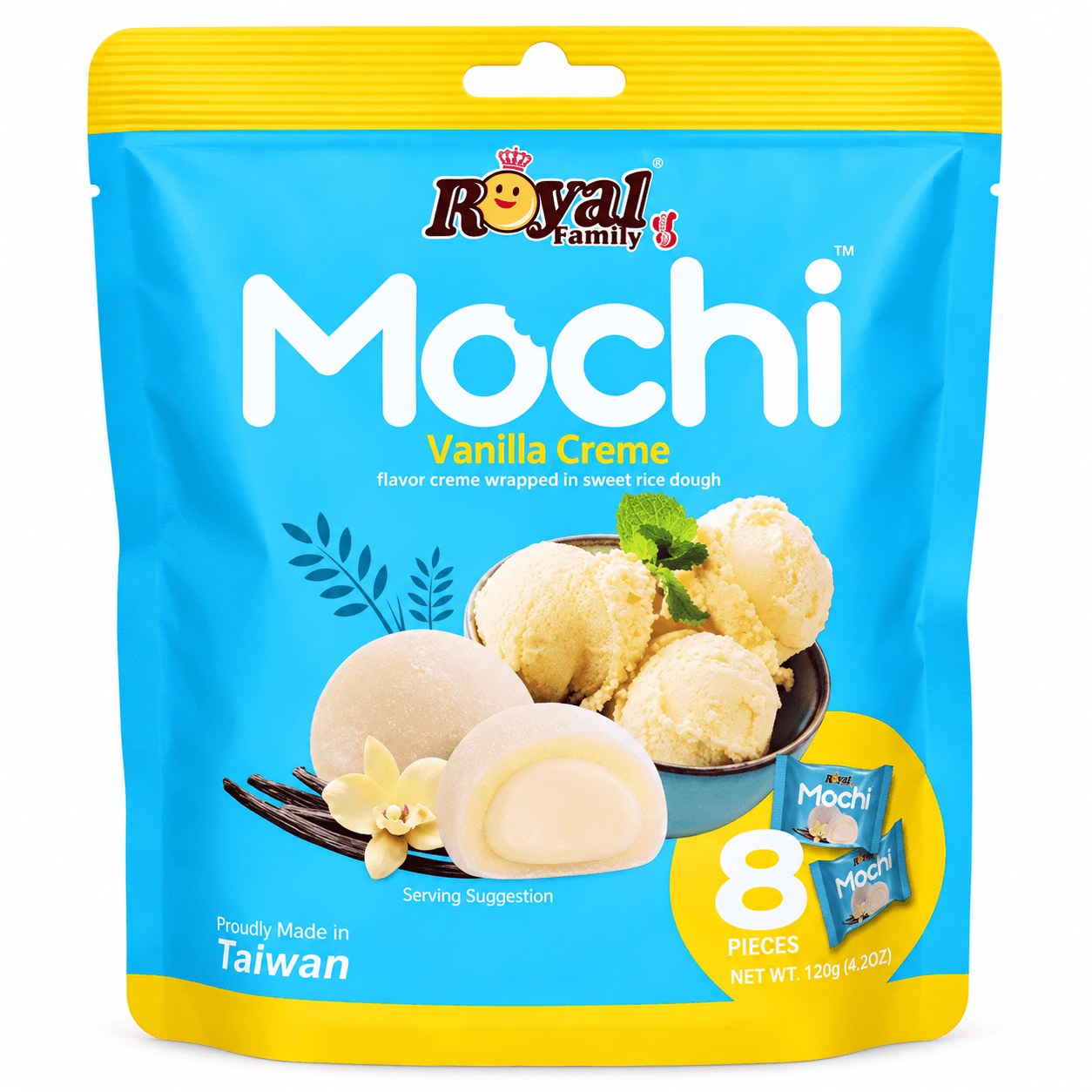 Royal family mochi s vanilkovou příchutí 120g