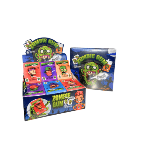 Zombie Gum With Tattoos 35g × 18 – Žvýkačky s tetováním v zombie stylu