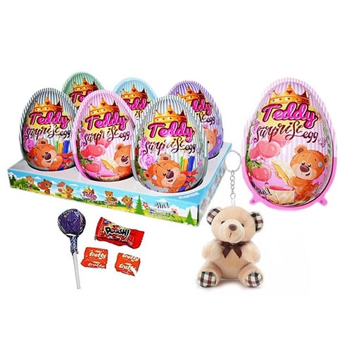XXXL Teddy Egg 4in1 – Dětské vajíčko s překvapením a sladkostí 20g × 6 ks